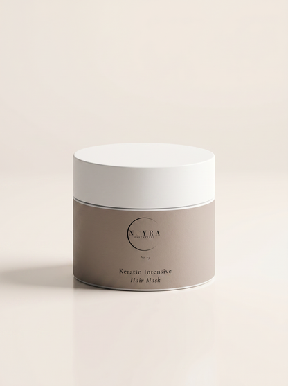 Keratin hair mask jar minimal packaging