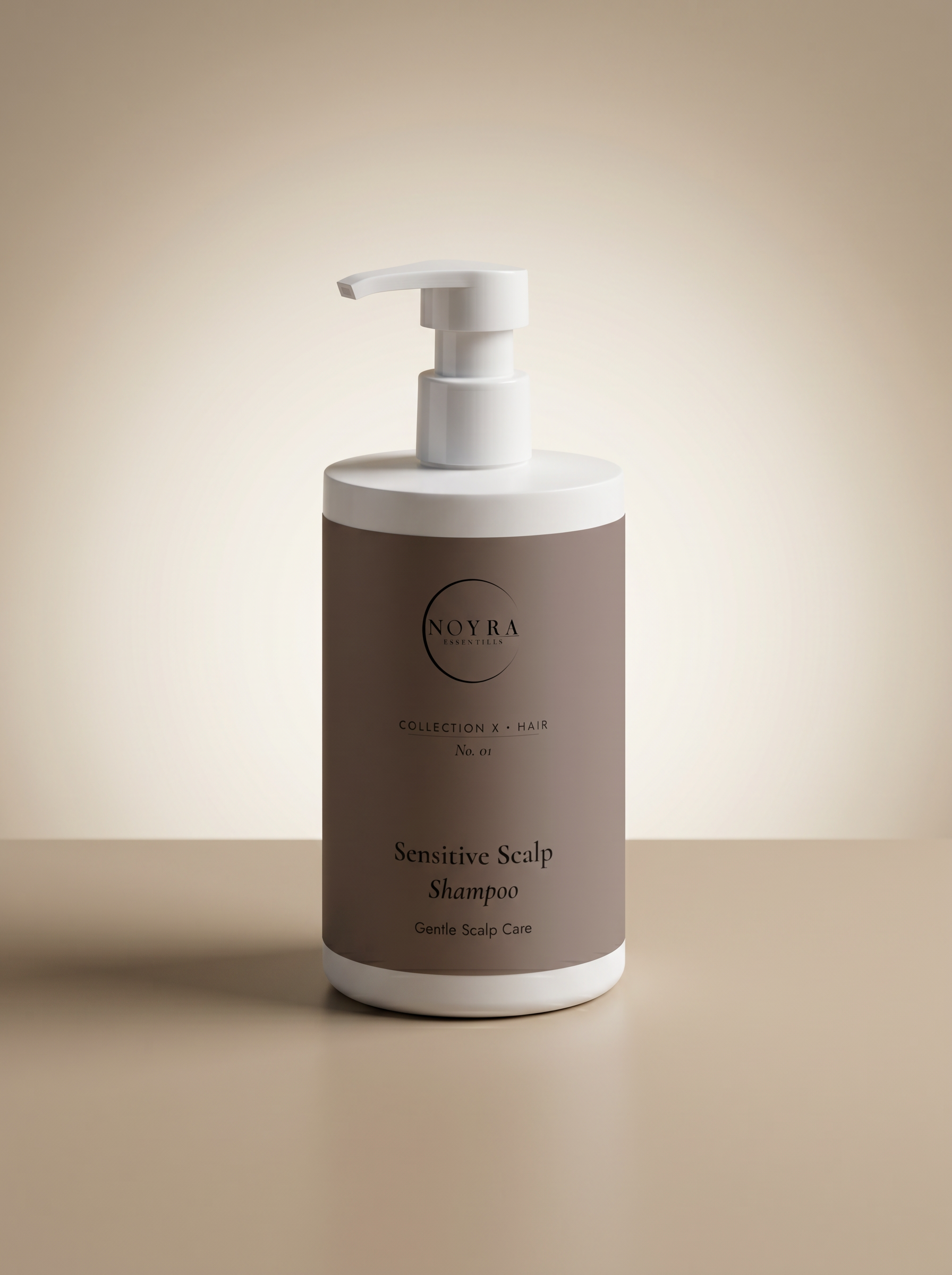 Sensitive scalp shampoo bottle with minimal design