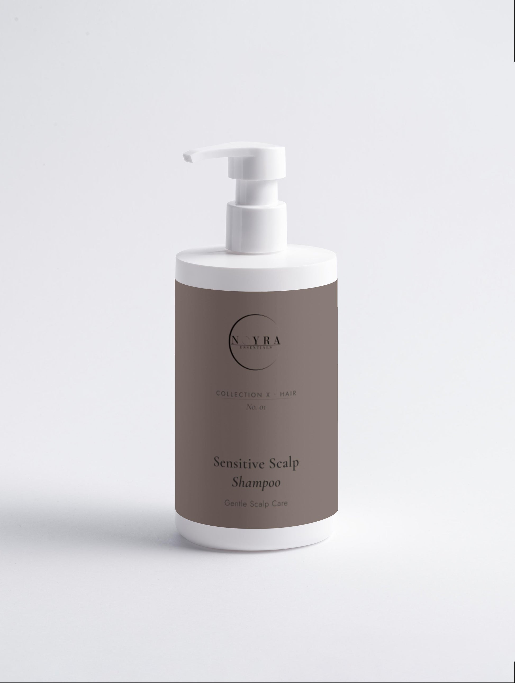 Sensitive scalp shampoo bottle with minimal design